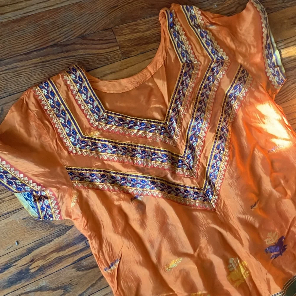 2 Piece Orange Kaftan & Pants